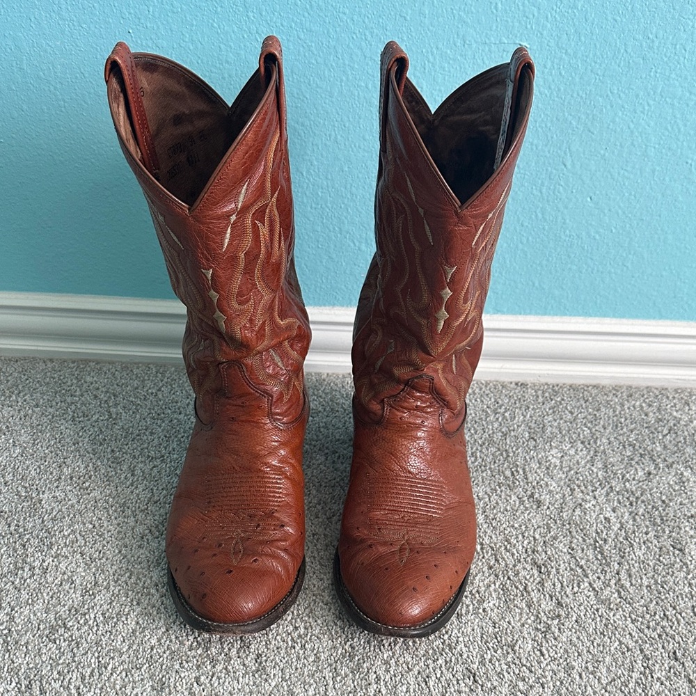Men’s Tony Lama Ostrich Brown Boots